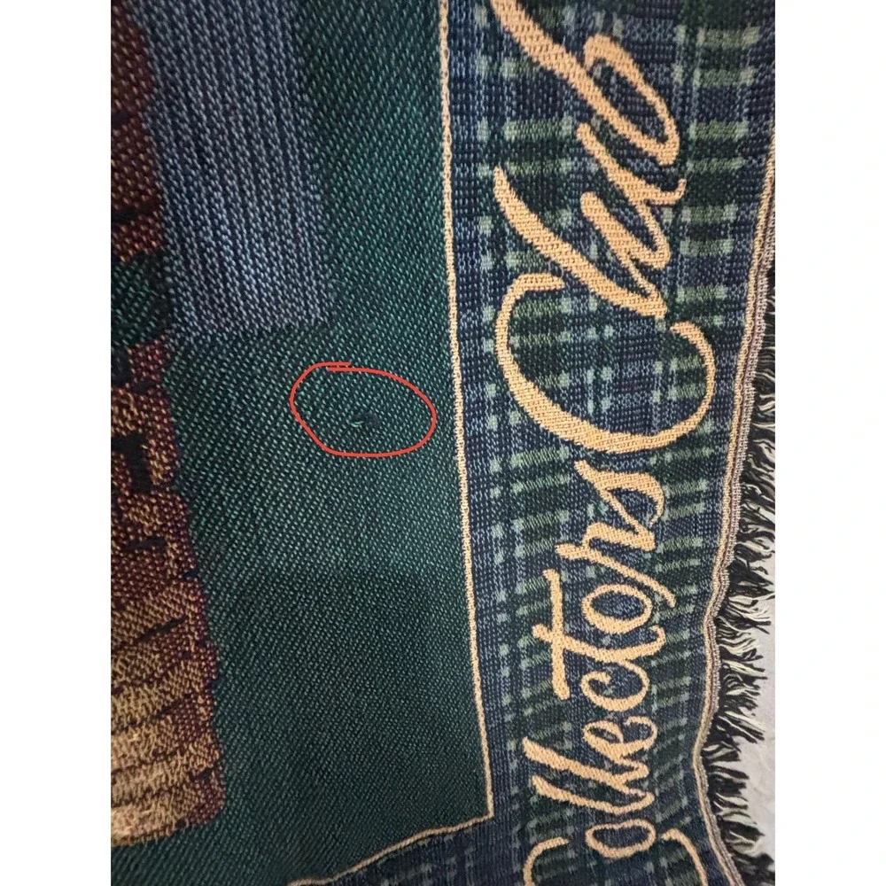 Longaberger Collectors Club Woven Tapestry Throw Blanket Green Plaid Basket